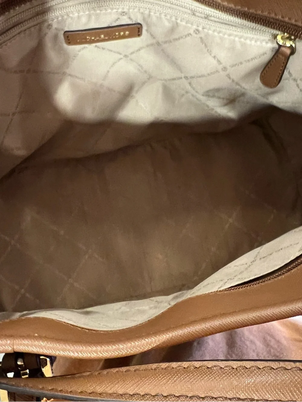 Michael Kors Brown MK Logo Tote with Gold Charm